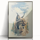 Framed acrylic wall art showcasing a striking lynx design in a sleek silver frame, perfect for adding a touch of wildlife elegance to modern decor.