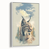 Framed canvas wall art featuring a stunning lynx design, showcasing intricate details and rich colors against a white background, perfect for animal lovers' decor.