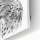 Close-up view of a lynx wall art design featuring vibrant colors and intricate details, printed on acrylic glass, showcasing the beauty of wildlife in a modern setting. Perfect for animal lovers and nature enthusiasts.