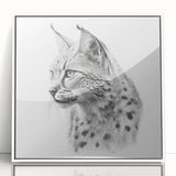 Framed wall art featuring a detailed lynx design, showcasing vibrant colors and a sleek white frame, ideal for enhancing modern decor and wildlife-themed interiors.