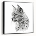 Framed wall art featuring a detailed lynx design in vibrant colors, showcasing the animal's striking facial features against a sleek black background, ideal for wildlife enthusiasts.