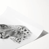 Lynx wall art print showcasing a detailed and vibrant illustration of a wild lynx in a natural setting, rolled and ready for framing or display.