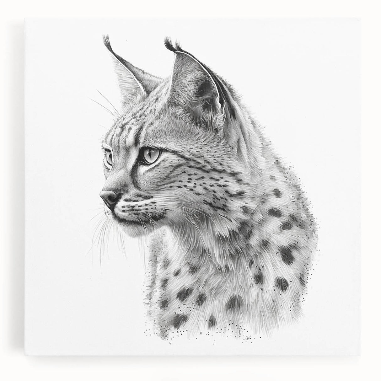 Lynx wall art design featuring a striking wild animal portrait on stretched canvas, showcasing vibrant colors and intricate details, perfect for nature lovers.