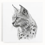 Lynx wall art design featuring a striking wild animal portrait on stretched canvas, showcasing vibrant colors and intricate details, perfect for nature lovers.