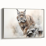 Framed canvas wall art showcasing a detailed lynx design in a silver frame, perfect for adding a touch of wildlife elegance to home decor.
