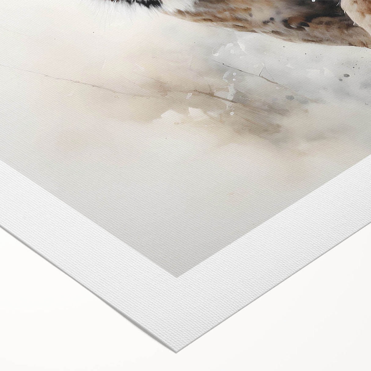 Lynx wall art design on rolled canvas showcasing intricate details and vibrant colors, ideal for wildlife enthusiasts and nature-themed decor.