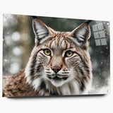 Lynx design wall art collection displayed in acrylic glass, showcasing a side view with intricate details and vibrant colors, perfect for nature enthusiasts.