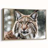 Framed wall art featuring a sleek side view of a lynx design, showcasing intricate details and gold accents, perfect for wildlife enthusiasts and modern decor. Ideal for adding a touch of nature-inspired elegance to any space.