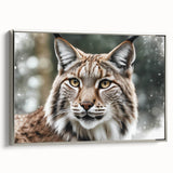 Framed canvas wall art featuring a stunning lynx design from the "Animals of the Wild" collection, presented in silver, showcasing intricate details and vibrant colors. Ideal for nature enthusiasts and modern decor.