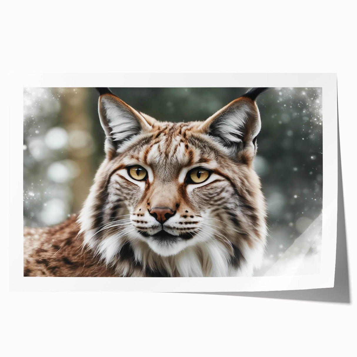 Lynx wall art print showcasing a beautifully detailed and colorful design of a wild lynx in a natural habitat, perfect for animal lovers and home decor enthusiasts.