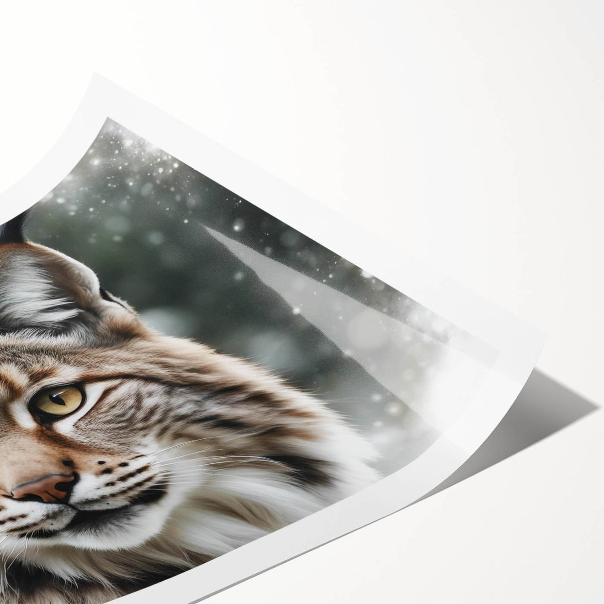 Lynx wall art design featuring a striking illustration of a wild lynx in a natural setting, enriched with vibrant colors, perfect for animal lovers and home decor enthusiasts.