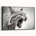 Framed wall art showcasing a stunning lynx design in vibrant colors, set against a black background, perfect for wildlife enthusiasts and modern decor.