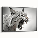 Framed wall art showcasing a stunning lynx design in vibrant colors, set against a black background, perfect for wildlife enthusiasts and modern decor.