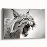 Framed wall art featuring a silver-sided lynx design, showcasing intricate details and vibrant colors, perfect for animal lovers and modern decor enthusiasts.