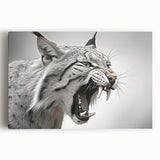 Stretched canvas wall art featuring a striking lynx design, showcasing detailed fur textures and vibrant colors against a neutral background, perfect for wildlife enthusiasts.