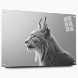 Lynx wall art design featuring a vivid acrylic glass finish, showcasing a side view of the animal with intricate details and vibrant colors, ideal for wildlife enthusiasts.