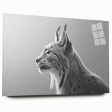 Lynx wall art design showcasing a side view of a beautifully crafted acrylic glass piece, featuring vibrant colors and intricate details, perfect for wildlife enthusiasts.