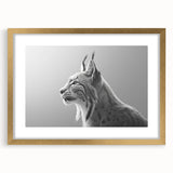Lynx wall art collection framed with a gold mat, showcasing a detailed wildlife design. Perfect for nature lovers, this piece adds elegance to any decor.