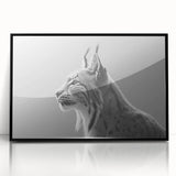 Framed acrylic wall art featuring a stunning lynx design in a black frame, showcasing vibrant colors and intricate details, perfect for wildlife enthusiasts.