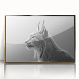 Framed wall art featuring a majestic lynx design on a gold-acrylic background, showcasing vibrant colors and intricate details, perfect for wildlife enthusiasts.