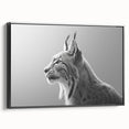 Framed canvas wall art featuring a sleek black lynx design, showcasing intricate detailing and vibrant colors, perfect for wildlife enthusiasts and modern decor.