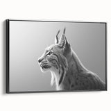 Framed canvas wall art featuring a sleek black lynx design, showcasing intricate detailing and vibrant colors, perfect for wildlife enthusiasts and modern decor.
