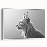 Lynx wall art featuring a stunning design on framed canvas, showcasing a white background and vibrant colors, perfect for adding a wild touch to home decor.