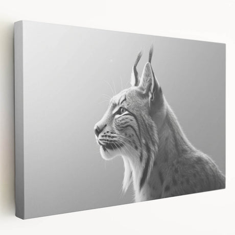Stretched canvas wall art showcasing a vibrant lynx design, featuring detailed fur textures and a natural color palette, suitable for wildlife enthusiasts' decor.