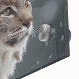 Close-up of a stunning lynx wall art design, showcasing intricate details and vibrant colors on acrylic glass, perfect for wildlife enthusiasts' decor.