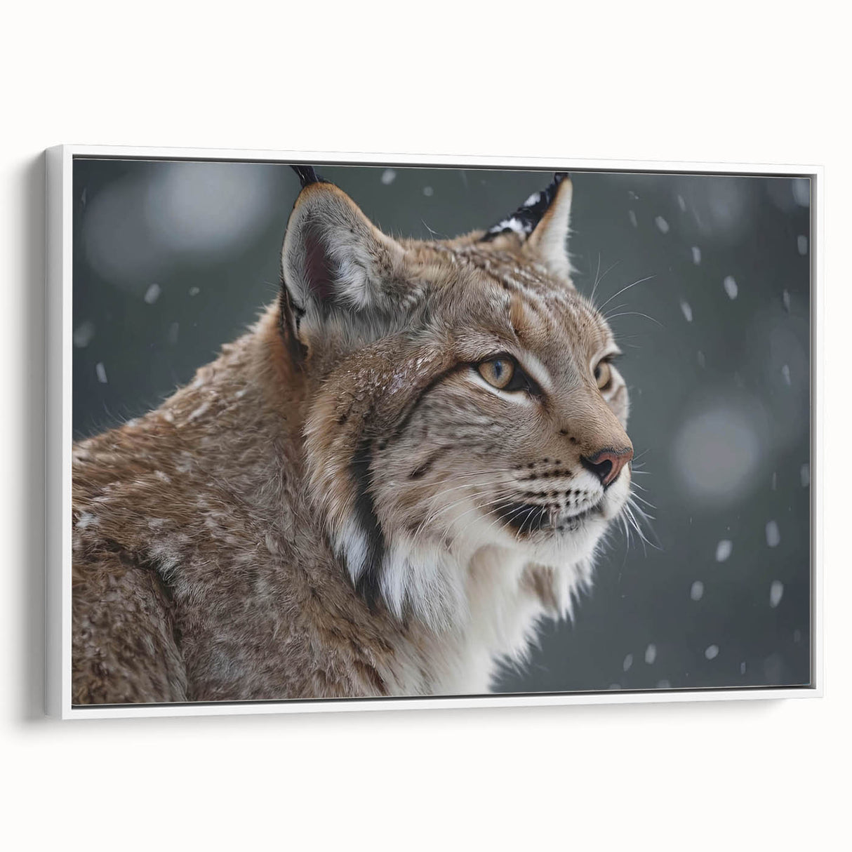 Framed wall art featuring a serene lynx design in a natural setting, showcasing intricate details and vibrant colors, perfect for enhancing home décor.