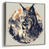 Framed canvas wall art showcasing a sleek silver lynx design from the "Animals A Wild Life" collection, perfect for modern home decor with nature-inspired themes.