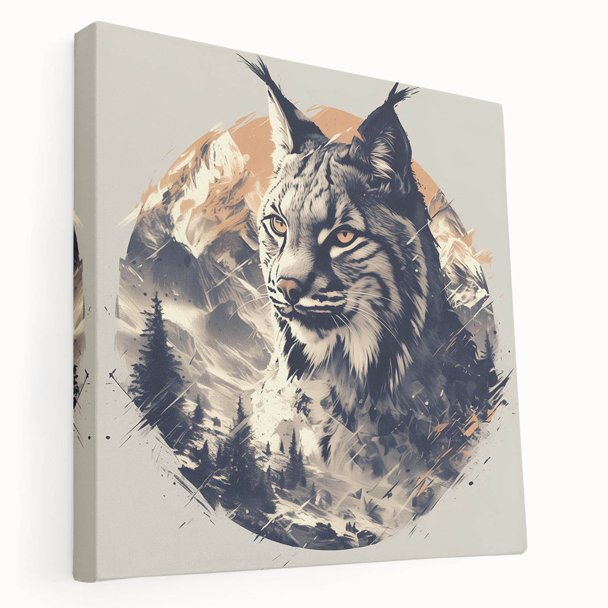 Lynx wall art canvas print in a side view, showcasing vibrant colors and detailed fur textures, ideal for nature lovers and wildlife decor enthusiasts.