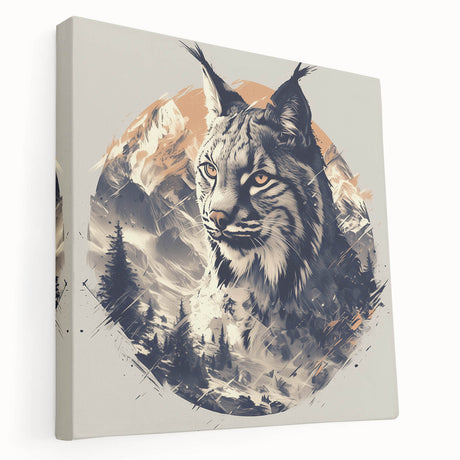 Lynx wall art canvas print in a side view, showcasing vibrant colors and detailed fur textures, ideal for nature lovers and wildlife decor enthusiasts.