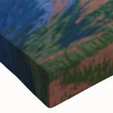 Close-up of a stretched canvas featuring a moose and elk design with vibrant colors, designed for wildlife art enthusiasts, showcasing nature's beauty in detail.