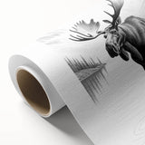 Moose and elk wall art design on rolled canvas, showcasing a vibrant nature scene with rich colors and detailed wildlife elements, perfect for home decor.