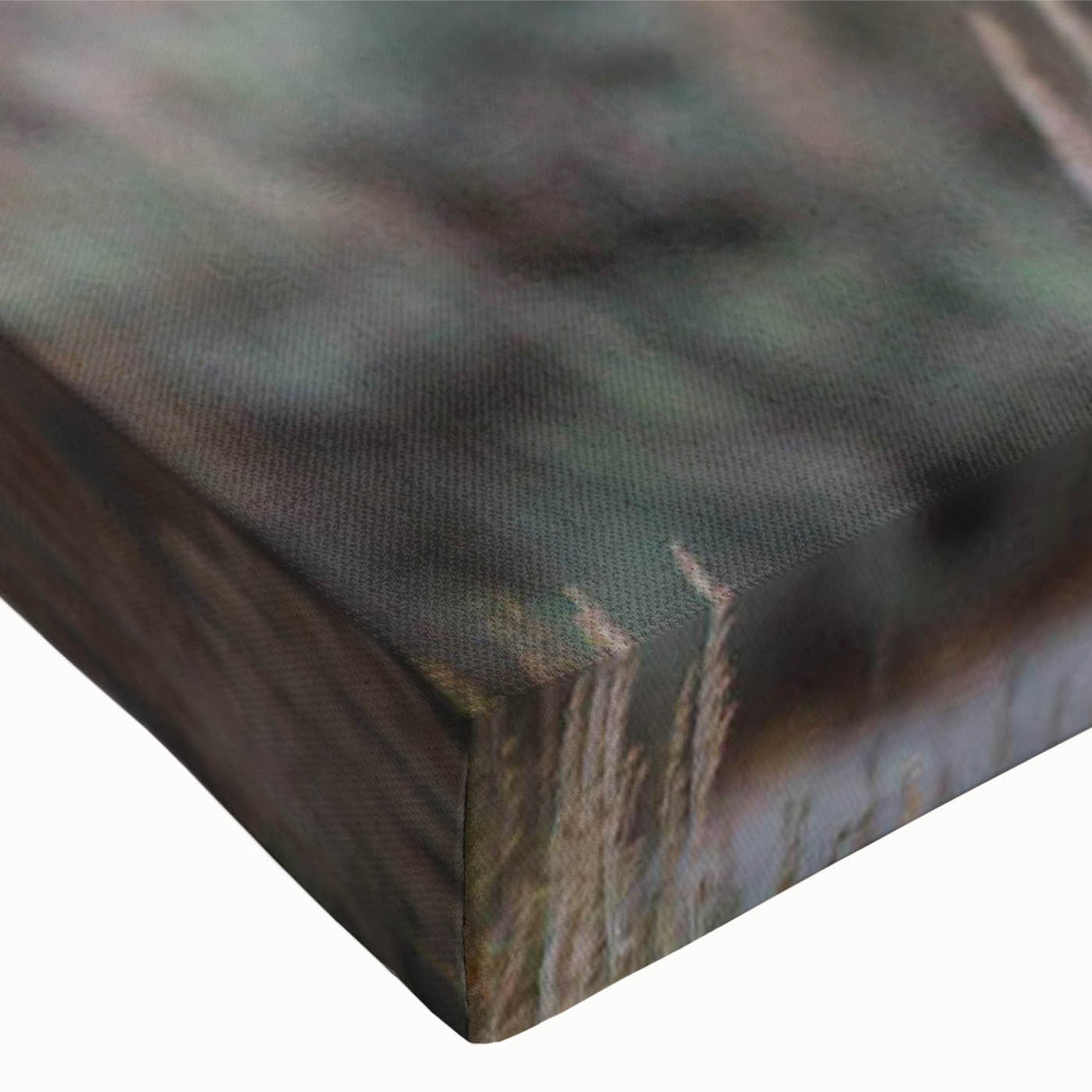 Close-up of a stretched canvas wall art featuring a detailed moose and elk design, showcasing rich colors and textures, perfect for wildlife enthusiasts' decor.