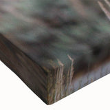 Close-up of a stretched canvas wall art featuring a detailed moose and elk design, showcasing rich colors and textures, perfect for wildlife enthusiasts' decor.