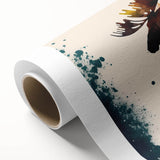 Moose and elk design rolled canvas artwork showcasing rich, natural colors and intricate details, perfect for wildlife enthusiasts and home decor.