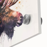 Close-up of a striking acrylic glass artwork featuring a moose and elk design from the "Animals A Wild Life" collection, showcasing intricate details and vibrant colors, perfect for nature enthusiasts and home decor.