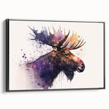Framed canvas wall art showcasing a moose and elk design, featuring earthy tones and intricate details, perfect for wildlife enthusiasts and home decor.