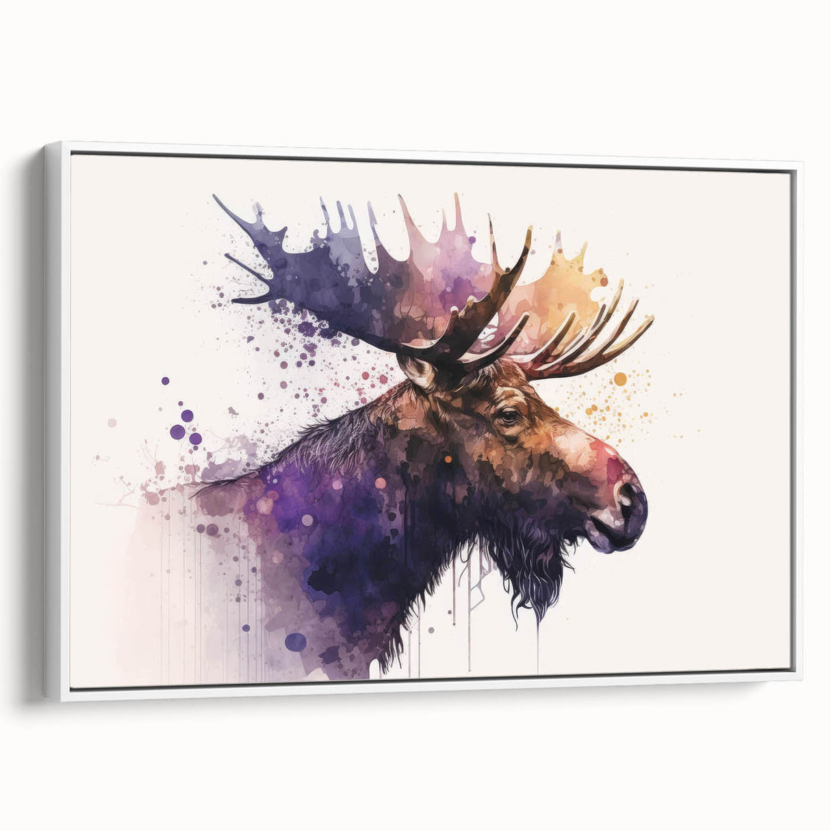 Framed canvas wall art featuring a detailed design of moose and elk in a wild landscape, showcasing earthy tones and natural elements, perfect for nature enthusiasts.