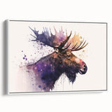 Framed canvas wall art featuring a detailed design of moose and elk in a wild landscape, showcasing earthy tones and natural elements, perfect for nature enthusiasts.