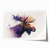 Moose and elk wall art print showcasing a detailed design of wildlife in a natural setting, ideal for nature enthusiasts, perfect for home decor.
