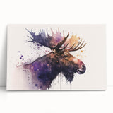 Stretched canvas wall art featuring a serene moose and elk design, showcasing natural wildlife in rich colors, perfect for enhancing home decor with a rustic touch.