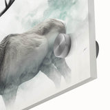 Close-up of a vibrant acrylic glass wall art piece featuring a moose and elk design in a natural setting, ideal for wildlife enthusiasts and home decor.