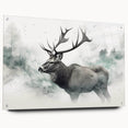 Side view of an 18-inch acrylic wall art piece showcasing a moose and elk design, featuring vivid colors and intricate detailing, ideal for wildlife enthusiasts.