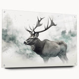 Side view of an 18-inch acrylic wall art piece showcasing a moose and elk design, featuring vivid colors and intricate detailing, ideal for wildlife enthusiasts.