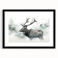 Moose and elk wall art collection in an elegant black frame with a mat, showcasing a detailed wildlife design. Perfect for nature enthusiasts' decor.