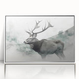 Framed wall art depicting a moose and elk design from the "Animals: A Wild Life" collection, showcasing detailed wildlife illustrations in vibrant colors against a white background. Ideal for nature enthusiasts seeking stylish decor.