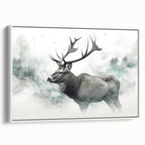 Framed wall art featuring a moose and elk design, showcasing intricate details and vibrant colors on a white background, perfect for wildlife enthusiasts.